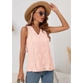 thumbnail image 2 of SHOWMALL Women's Tank Tops Casual Lace Trim Embroidered Hollow Out Full Liner V Neck Summer Sleeveless Shirts, Pink, Size Large, 2 of 7