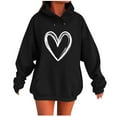 thumbnail image 2 of Sriper Women's Hooded Sweatshirt Oversized Heart Printed Casual Drawstring Hoodie Long Sleeve Drop Shoulder Pullover Tops Y2K Fashion Lounge Outerwear Ladies Fall Winter Sport Thermal Clothes, 2 of 4