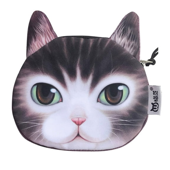 Womens Mens Cartoon Cute Animal Face Hand Bags with Zipper Closure Small Coin Money Purse Wallet