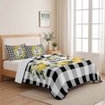 thumbnail image 5 of Twin Quilt Set 68''x86'', Farmhouse Lemon Lightweight Summer Bedspread Coverlet Set with 2 Pillow Shams, Bless Home Summer Black Buffalo Plaid Breathable All Season Quilt Bedding for Dorm/Bedroom, 5 of 9