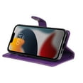 thumbnail image 5 of SaniMore for iPhone 14 Case, with RFID Blocking [2 Card Slots] PU Leather Cover with Detachable Hand Strap Flip Kickstand Magnetic Wallet Cover for iPhone 14, Purple, 5 of 9