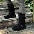 thumbnail image 3 of Dakaela Western Mid Calf Boots for Women Buckle Motorcycle Riding Booties Low Heel Winter Dress Shoes, 3 of 9