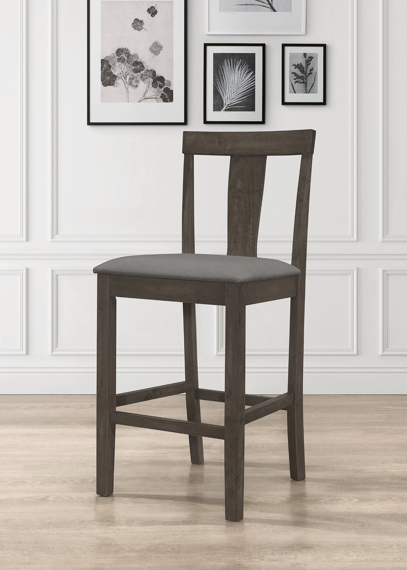 Home Design Nolan Counter Chairs (Set of 4), Taupe/Gray, Slat-back design, Padded seat, Comfortable seating, Sturdy frame, Modern minimalist style, Durable construction