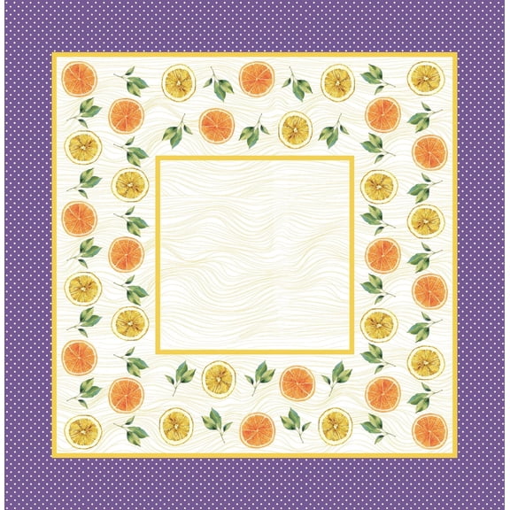 Square Table Topper with Citrus-Oranges and Lemon print. 40"x40" Square