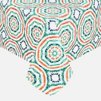 Newbridge Geometric Whimsy Tie Dye 60 x 120 inch Rectangle Flannel Backed Vinyl Tablecloth