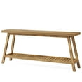 thumbnail image 2 of Fnova 71" Farmhouse 2-Tier Console Table, Sofa Table with Lower Shelf, Heavy-Duty Trapezoid Base, for Entryway/Living Room, Easy Assembly, 2 of 15