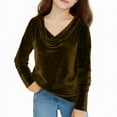 thumbnail image 5 of Yourumao Velvet Tops for Girls Dressy Cowl Neck Shirts Trendy Long Sleeve Blouses Solid Soft Tees Spring Going Out Tshirts, 5 of 5