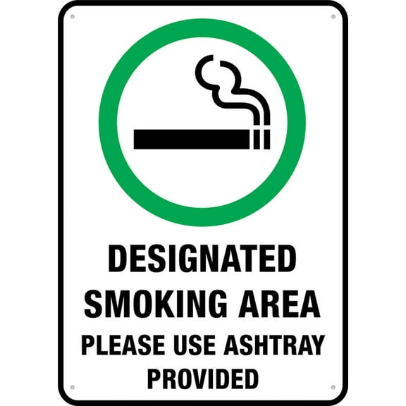 Designated Smoking Area Sign 8"X12" Rust Free Aluminum Signs Outdoor, Metal Tin Sign For Home, Business, Yard