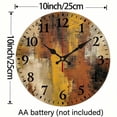 thumbnail image 3 of Chilfamy 1pc Abstract Art Theme Round Wooden Wall Clock, 10 Inch Decorative Wall Clock for Living Rooms, Kitchens, Dorms, Silent Non-Ticking Clock 10x10in, 3 of 8