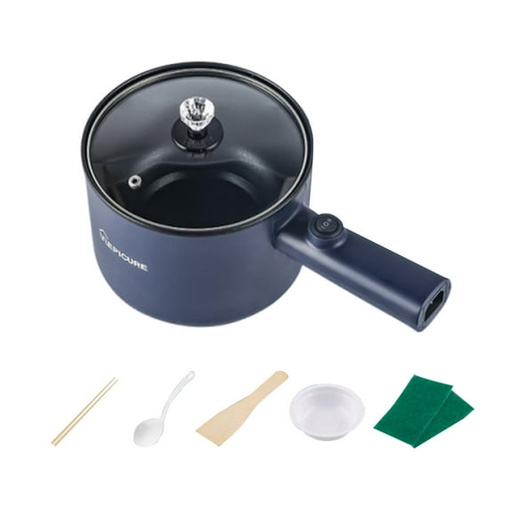 Olla eléctrica, sartén antiadherente, multifuncional, mini olla de viaje para cocinar avena en dormitorios y apartamentos. Azul