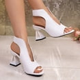 thumbnail image 6 of Caywon Women Heel Sandals Peep Toe Block Heel, Woven Texture Ladies Shoes Dressy, Comfortable Summer Evening Party, Sandalias Mujer, 6 of 7