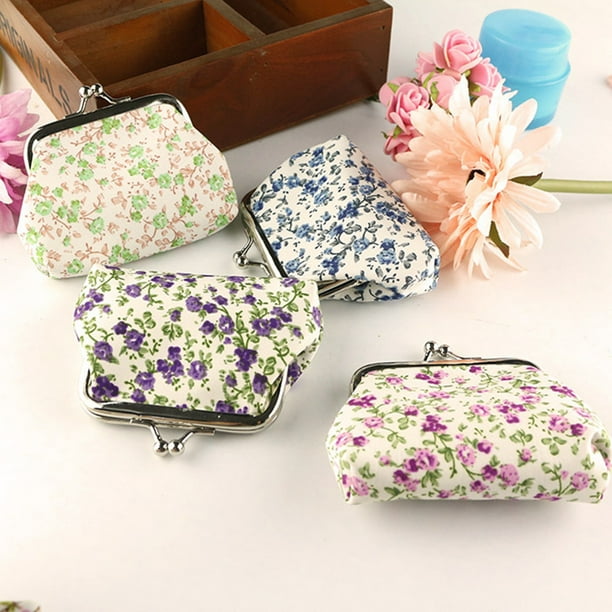 babydream1 Color Random Kids Small Floral Fabric Coin Purse Girls Buckle Change Bag Children Mini Wallet