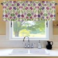 thumbnail image 6 of Summer Pink Purple Flower Window Valance for Kitchen, Vintage Country Watercolor Floral Green Leaf Rod Pocket Short Curtain for Small Windows, Light Filtering Decorative Valance, 42 x 12 Inch, 6 of 9