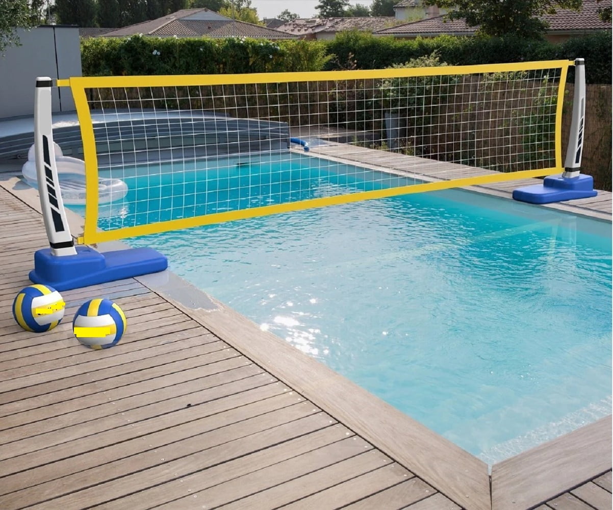 Pool Volleyball Net Set with Base, Net, Volleyballs and Pump 39" X 256" X 6.5"