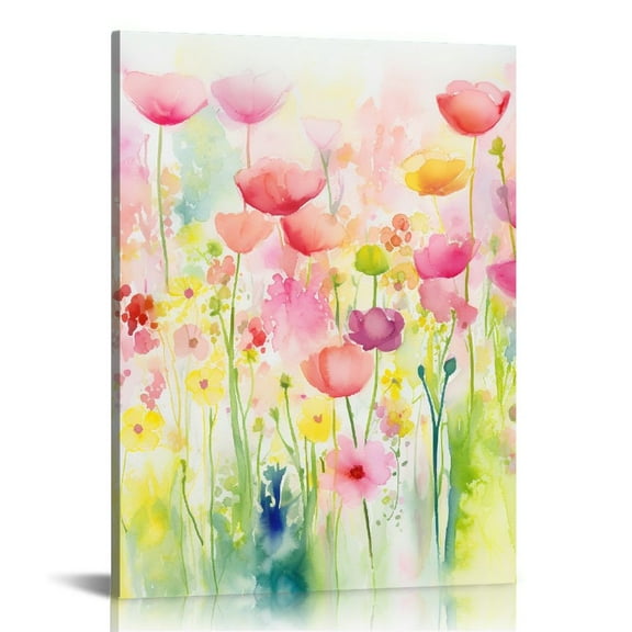 JRXY Watercolor Wildflower Wall Art Decor Colorful Flower Pictures Canvas Floral Botanical Wall Art Vintage Prints Poster Floral Painting Artwork for Living Room Bedroom Unframed 12x16 in