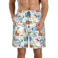 thumbnail image 2 of Uemuo Stamp Pattern Men's Swim Trunks Hawaiian Beach Bathing Suit Swimsuits Beach Quick-Dry Shorts with Pockets-XX-Large, 2 of 9