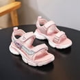 thumbnail image 6 of TOWED22 Toddler Little Girl's Open Toe Strap Flowers Sandals Summer Beach Shoes Non-Slip Rubber Soft Sole Princess Flats Pink,13, 6 of 9