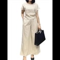 thumbnail image 3 of Conjunto de 2 Piezas para Mujer: Blusa de Media con Cuello y Pantalón con Bolsillos, Informal para el Trabajo y Viajes. Cremoso M, 3 of 6