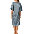 thumbnail image 3 of INSPIRE CHIC Women's Satin Nightdress Flare Bell Short Sleeve Sleep Dress Nightshirt Nightgown M Blue, 3 of 6