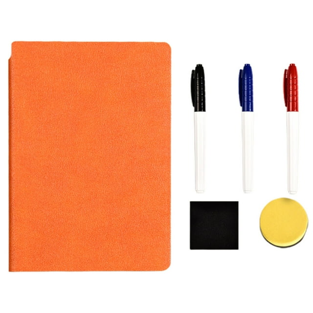 Portable White Board Foldable Erasable Repeatable A5, LeatherTouch, Wide Margins, Journaling Space Notebook for Work Cuaderno Cuadriculado Note Book Journaling Book Vintage Office Supplies