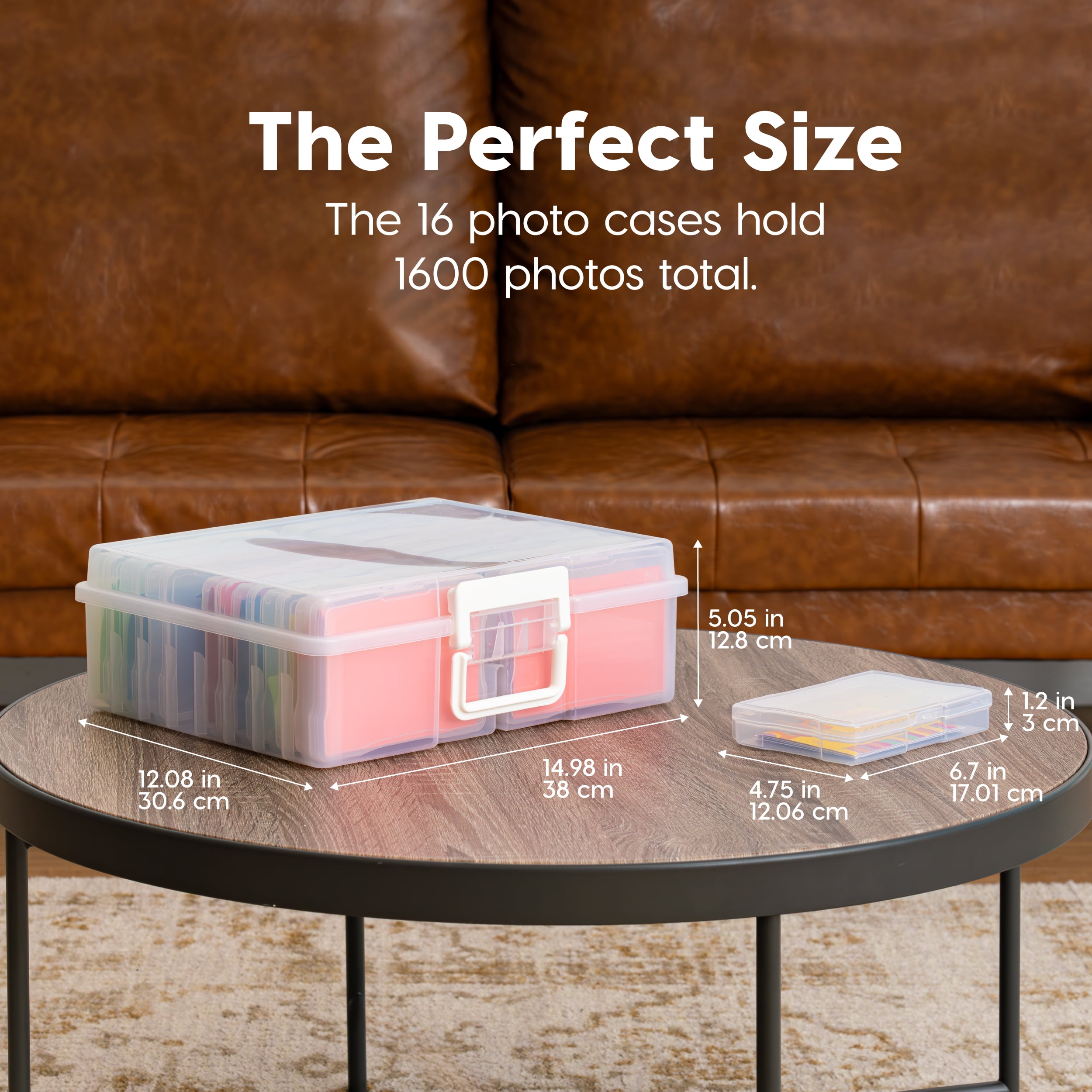IRIS 4" x 6" Photo Storage Organizer Box Craft Keeper Scrapbooking Stationery, Transparent Clear