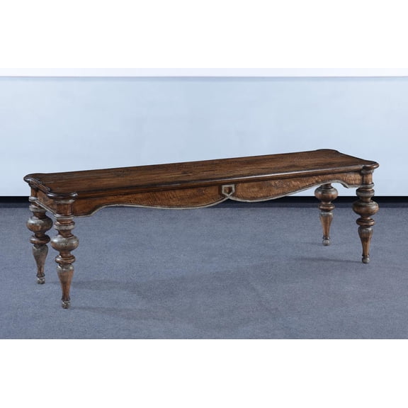 Portico Bench with Rustic Pecan Finish-EuroLux Home