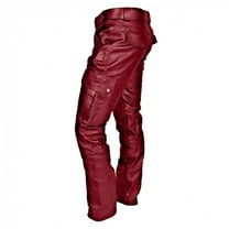 Men Faux Leather Pants Slim Fit Stretch Casual Party Trousers