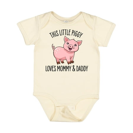 

Inktastic This Little Piggy Loves Mommy and Daddy- Cute Boys or Girls Baby Bodysuit