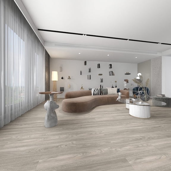 Glu Pro Vinyl Flooring, Waterproof Vinyl Plank Flooring 22-mil 3 mm 16-Pack, 37.3 Sq.Ft Glu-Down SPC Flooring for Bedroom, Living Room, Kitchen, RV(New England Fall)