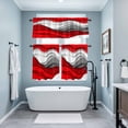 thumbnail image 4 of Red Gray Kitchen Curtains Valances and Tiers Set of 3 Geometric Abstract Gradient Ocean Waves Modern Tier Curtains and Valance with Rod Pocket for Small Windows, 27.5"x24", 4 of 9