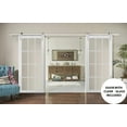 thumbnail image 3 of Sturdy Double Barn Door with Clear Glass 12 lites | Felicia 3355 Matte White | 13FT Rail Hangers Heavy Set | Solid Panel Interior Doors-60" x 80" (2* 30x80)-Silver Rail, 3 of 6
