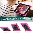 thumbnail image 3 of Case for iPad 6th / 5th Gen (2018 2017) / iPad Air 2 / iPad Pro 9.7 inch with Screen Protector, 360 Degree Rotating Kickstand Hand Strap Shockproof Cover with Shoulder Strap, Rose, 3 of 7