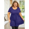 thumbnail image 2 of MODERN GOOSE Chemise Grande Taille pour Femmes Manches Courtes Bleu Royal 3X Col Rond Tunique d'Été Plissée Fluide Robe Maternité Coupe Ample Vêtements Babydoll, 2 of 12