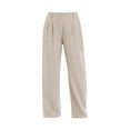 thumbnail image 4 of Audhol Linen Work Pants Women, Women's Wide Leg Pants High Waisted Business Work Casual Trousers 2025 Summer Comfy Palazzo Pants with Pockets Linen Pants Women Tall Khaki M, 4 of 7