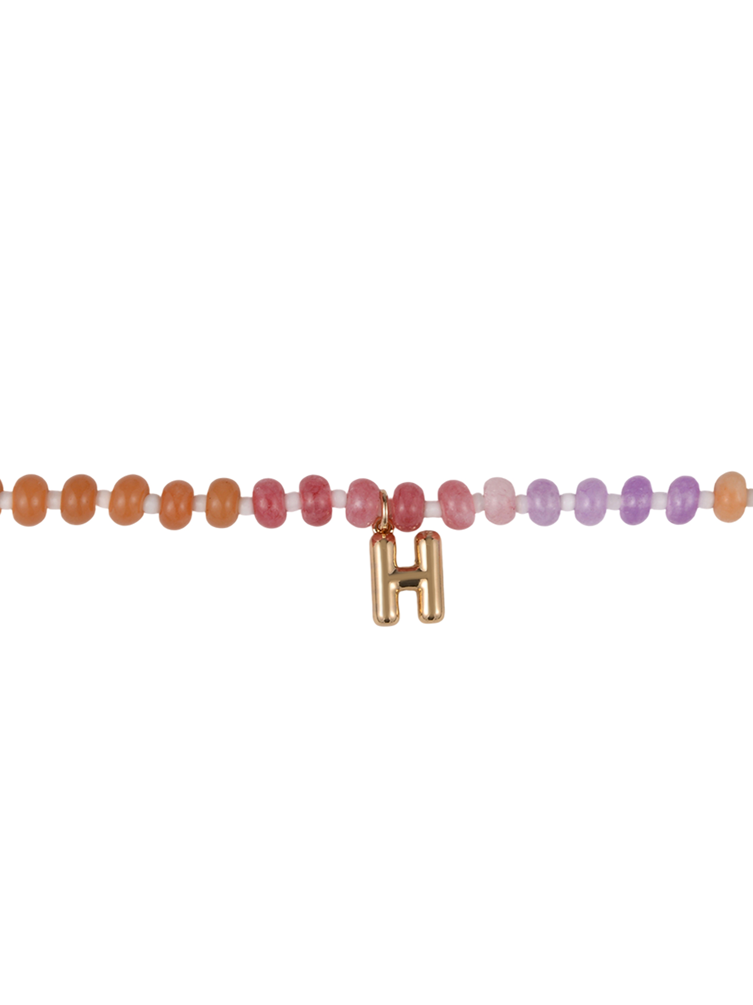 Time and Tru Goldtone Multicolored Bead Initial "H" Necklace