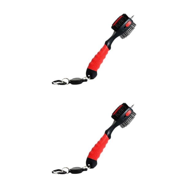 Greeniant Limpiadores de palos de golf de plástico Cepillo de doble cabeza Putter de golf profesional Cepillos de limpieza de ranuras de bolas Rojo 2Conjunto