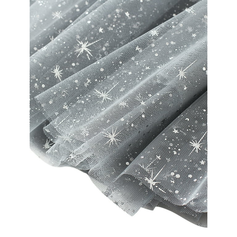 BrilliantMe Women Sequin Glitter Maxi Skirt Mesh Yarn Skirt Boho
