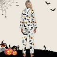 thumbnail image 4 of Womens Pajama Set Halloween Print Button Down Long Sleeve Pants Set Loungewear Womens Sleepwear,White,L, 4 of 5