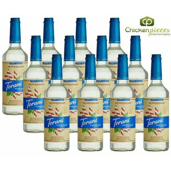 Torani Puremade Zero Sugar Peppermint Flavoring Syrup 750 mL/25.36 oz