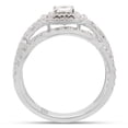 thumbnail image 4 of AFFY 1 Carat Princess & Round Moissanite Diamond Halo Bridal Ring Set 14K White Gold over Silver-8, 4 of 7