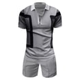 thumbnail image 2 of Vedolay Short Outfits For Men Men's Polo Shirt and Shorts Set Casual Tracksuit Men Fashion Summer Outfits,Gray XL, 2 of 3