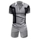 thumbnail image 4 of Conjunto de 2 piezas Cagnkofi para hombre, conjunto informal de verano con camisa y pantalones cortos de manga corta con cremallera, conjunto de chándal para vacaciones casuales en la playa, 4 of 4