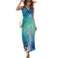 thumbnail image 2 of Green Turquoise Teal Blue Abstract Texture Sleeveless Dress Dresses Women Summer Evening Dresses Ladies Bohemia Long Dresses, 2 of 9