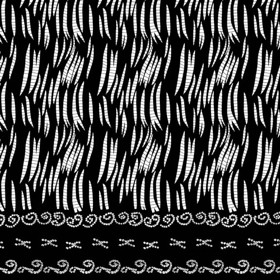 Soimoi Crepe Silk Fabric Linocut Panel Printed Craft Fabric by the Yard 42 Inch Wide