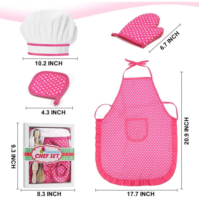  Vanmor Unicorn Kids Cooking and Baking Sets, 11Pcs Kids Aprons  for Girls, Kids Chef Hat and Pink Apron, Mitt & Utensil for Toddler Dress  Up Chef Costume Birthday Gifts for 3