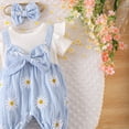 thumbnail image 6 of mgoYE Baby Girl Clothes Summer Newborn Daisy Bow Ruffle Short Sleeve Romper Jumpsuit Onesie Cute Infant Spring Outfit(Blue,3-6 Months), 6 of 9