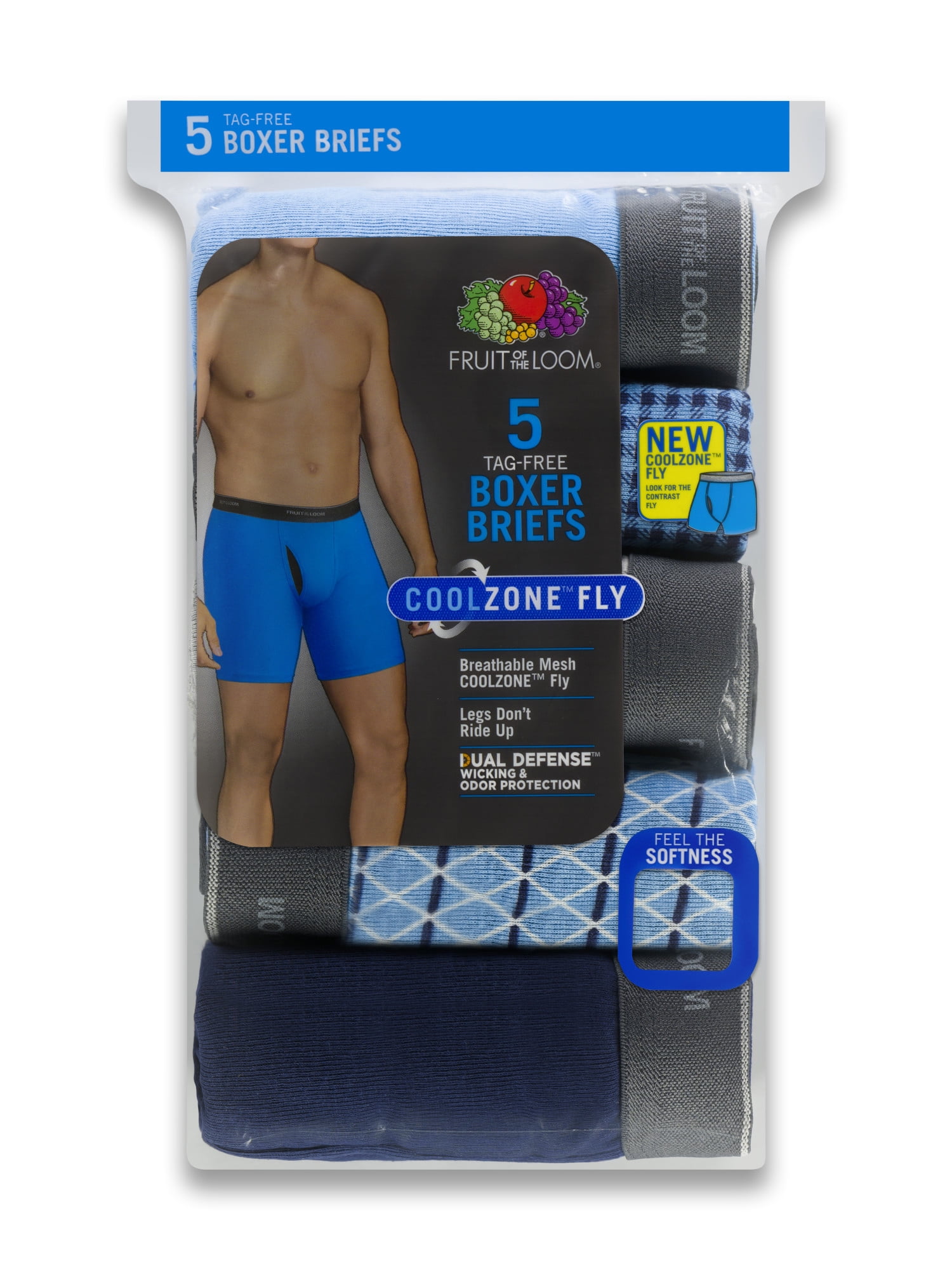 Fruit of the Loom Men's CoolZone Fly Argyle and Solid Boxer Briefs, 5 Pack