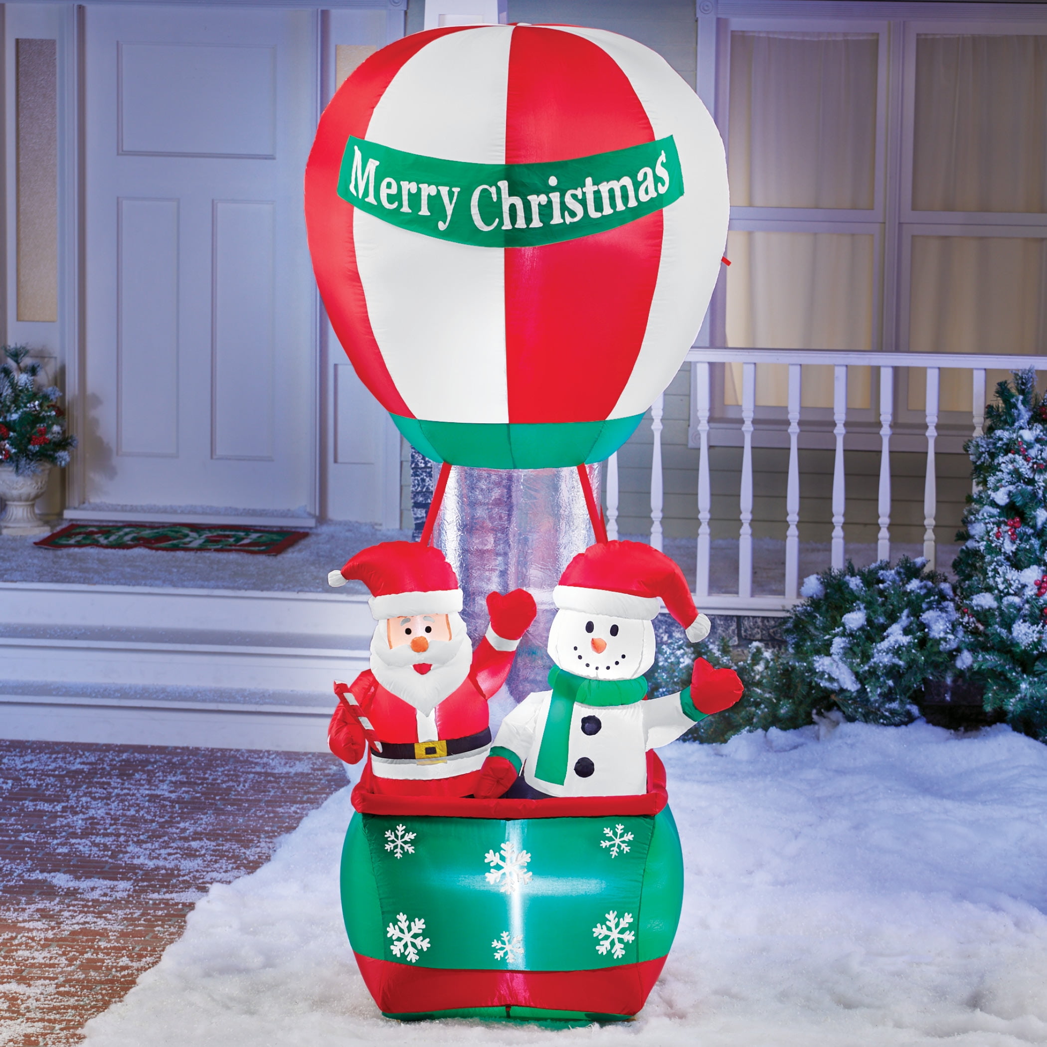 7ft Holiday Balloon with Santa and Snowman Yard