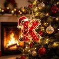 thumbnail image 4 of Yeciiwht Letters Christmas Tree Ornaments – Santa Hat Alphabet Xmas Tree Hanging Decorations, Holiday Party & Home Gift - Letter K, 4 of 7