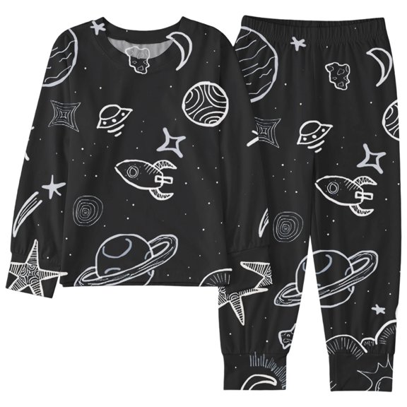 Girls Outfits 2 Piece Cartoon Print Crew Neck Long Sleeve Lightweight Top And Shorts Loungewear Baby Girls' Clothing Sets 2 Years-3 Years